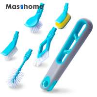 Masthome 3 in 1 cleaning set Long Handle Plastic sponge multi-head brush Bottle Cleaning Rotating Brush